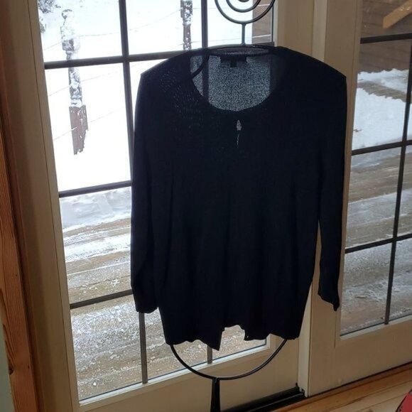 Debbie Morgan Black Unique Accent Gold like Floral Buttons LS Sz XL Cardigan - Picture 6 of 10